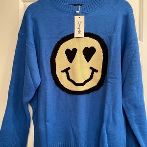 Smiley Face sweater - oversized small